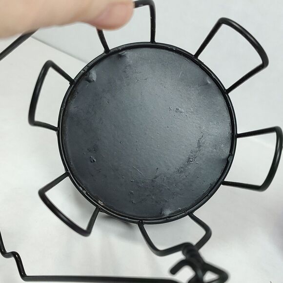 Purple Ribbed Pillar Candle Hanging Black Twisted Wire Holder Lantern Stand Used - Picture 8 of 12